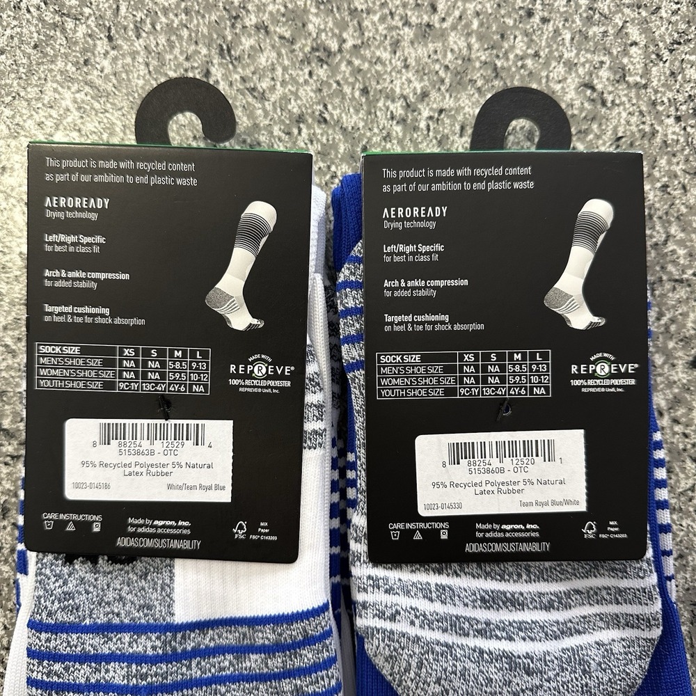 Adidas Soccer Socks Size S Youth 13C-4Y Blue Team Speed Lot 5 Pairs Cushioned - Picture 3 of 4